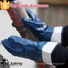 SRSAFETY oil light high quality blue nitrile fully coated oil industry work glove,NBR gloves